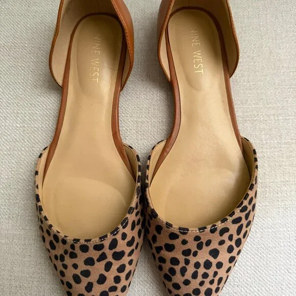 Nine West Tan Leopard Print D'Orsay Flats - Picture 2 of 6